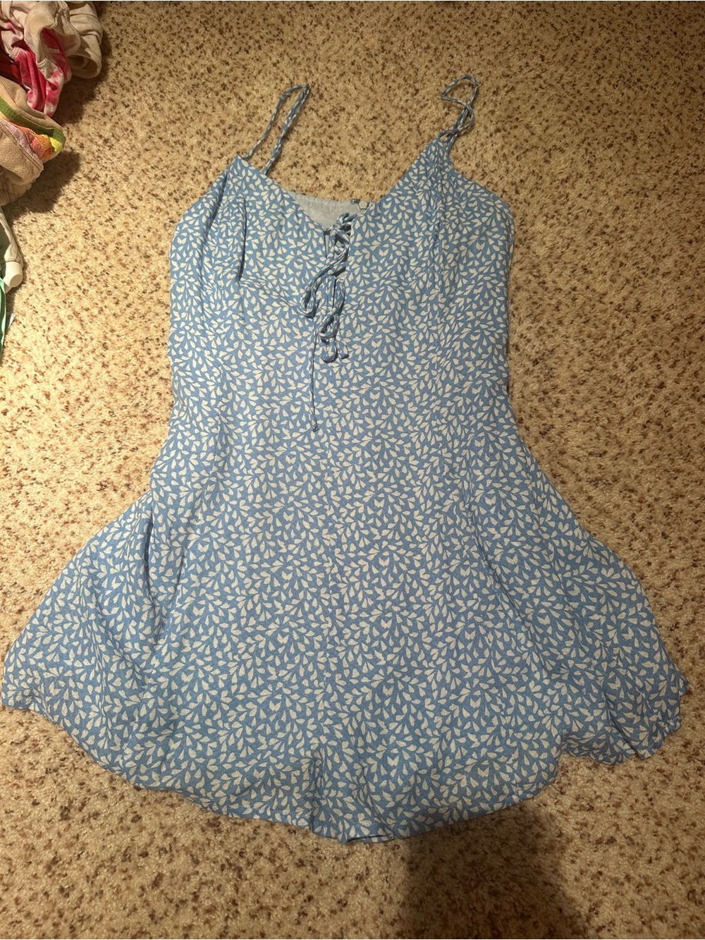 Blue and White Center Tie Romper